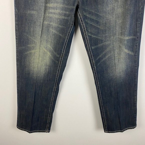TK Axel Treadwell Relaxed Straight Mens Jeans Size 38x32 Dark Wash Denim Casual - Picture 3 of 10